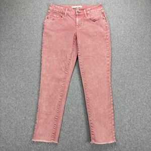 C. 1946 Denim Jeans Womens 2 Pink Mid-Rise Ankle Skinny Raw Hem Acid Wash Casual